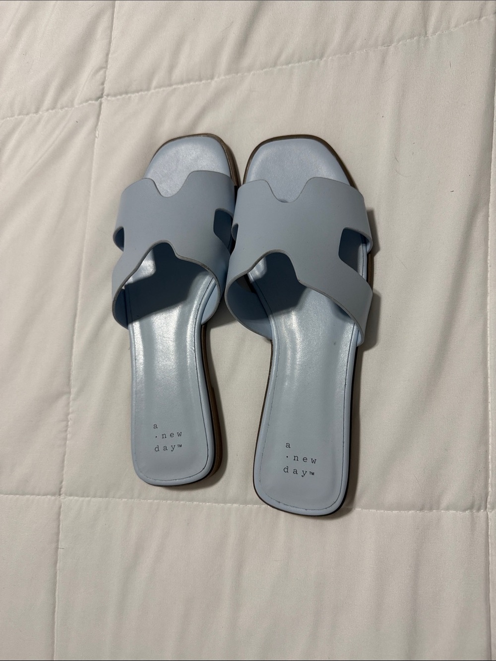 a new day Powder Blue Slide Sandals - Women's Open-Toe Casual Slides NWOT - Picture 2 of 6